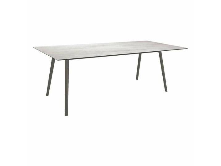 Stern Tischsystem Interno, Aluminium Rundrohr/HPL - Aluminium anthrazit , HPL Zement hell , 220 × 100,Tischbein mit Höhenausgleich,Industrial von Stern