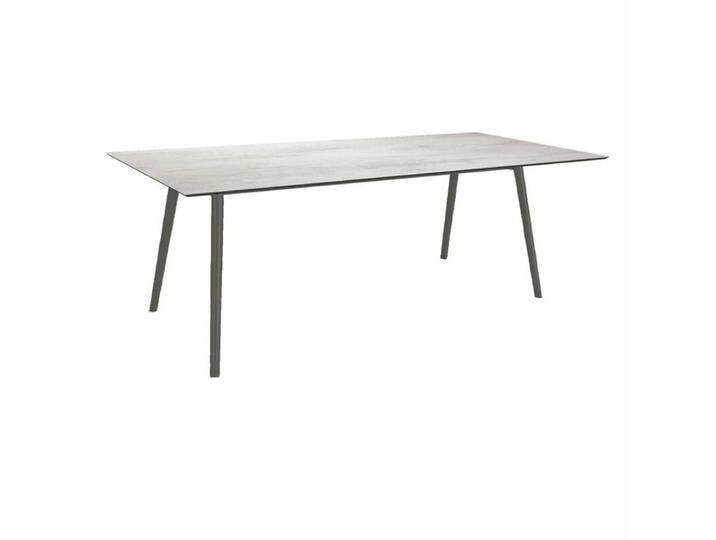 Stern Tischsystem Interno, Aluminium Rundrohr/HPL - Aluminium anthrazit , HPL Zement hell , 220 × 100,Tischbein mit Höhenausgleich,Industrial von Stern