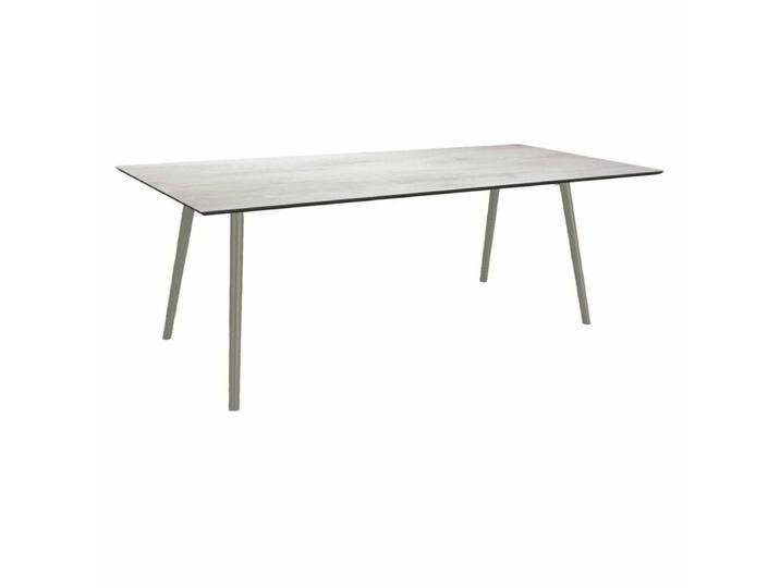 Stern Tischsystem Interno, Aluminium Rundrohr/HPL - Aluminium graphit , HPL Zement hell , 220 × 100,Tischbein mit Höhenausgleich,Industrial von Stern