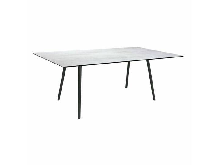 Stern Tischsystem Interno, Aluminium Rundrohr/HPL - Aluminium schwarz matt , HPL Zement hell , 180 × 100,Tischbein mit Höhenausgleich,Industrial von Stern