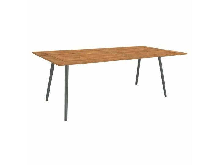 Stern Tischsystem Interno, Aluminium Rundrohr/Teak - Aluminium anthrazit , 220 × 100,Tischbein mit Höhenausgleich,Modern Country von Stern