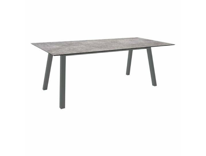 Stern Tischsystem Interno, Aluminium Vierkantrohr/HPL - Aluminium anthrazit , HPL Metallic Grau , 220 × 100,Tischbein mit Höhenausgleich,Industrial von Stern