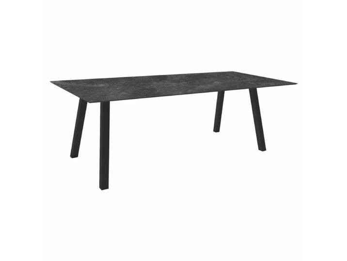 Stern Tischsystem Interno, Aluminium Vierkantrohr/HPL - Aluminium anthrazit , HPL Slate , 220 × 100,Tischbein mit Höhenausgleich,Industrial von Stern
