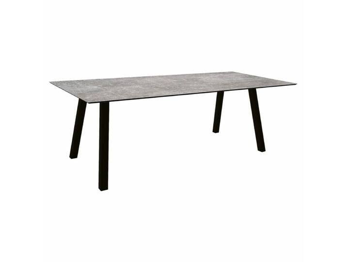 Stern Tischsystem Interno, Aluminium Vierkantrohr/HPL - Aluminium schwarz matt , HPL Metallic Grau , 220 × 100,Tischbein mit Höhenausgleich,Industrial von Stern