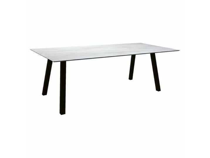 Stern Tischsystem Interno, Aluminium Vierkantrohr/HPL - Aluminium schwarz matt , HPL Zement hell , 220 × 100,Tischbein mit Höhenausgleich,Industrial von Stern