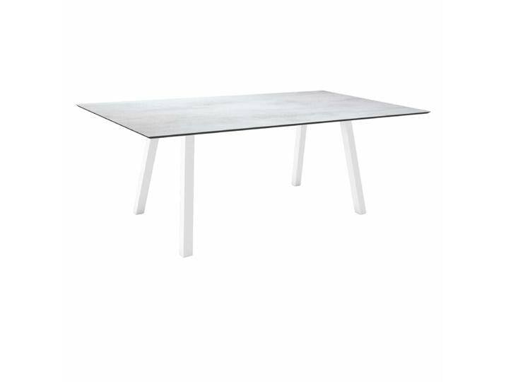 Stern Tischsystem Interno, Aluminium Vierkantrohr/HPL - Aluminium weiß , HPL Zement hell , 180 × 100,Tischbein mit Höhenausgleich,Industrial von Stern