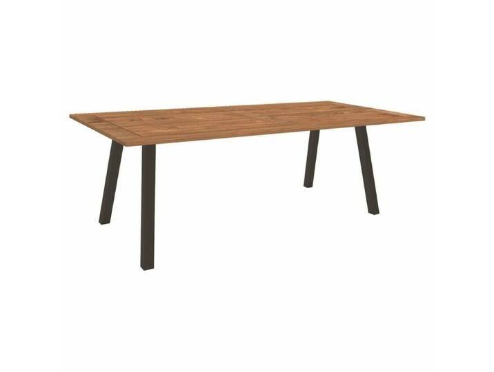 Stern Tischsystem Interno, Aluminium Vierkantrohr/Teak - Aluminium anthrazit , 220 × 100,Tischbein mit Höhenausgleich,Modern Country von Stern