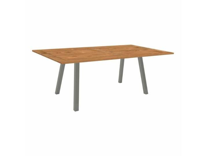 Stern Tischsystem Interno, Aluminium Vierkantrohr/Teak - Aluminium graphit , 180 × 100,Tischbein mit Höhenausgleich,Modern Country von Stern