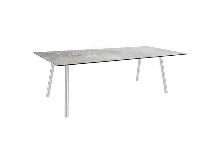 Stern Tischsystem Interno, Edelstahl Rundrohr/HPL - HPL Vintage Stone - 220 × 100,Tischbein mit Höhenausgleich von Stern