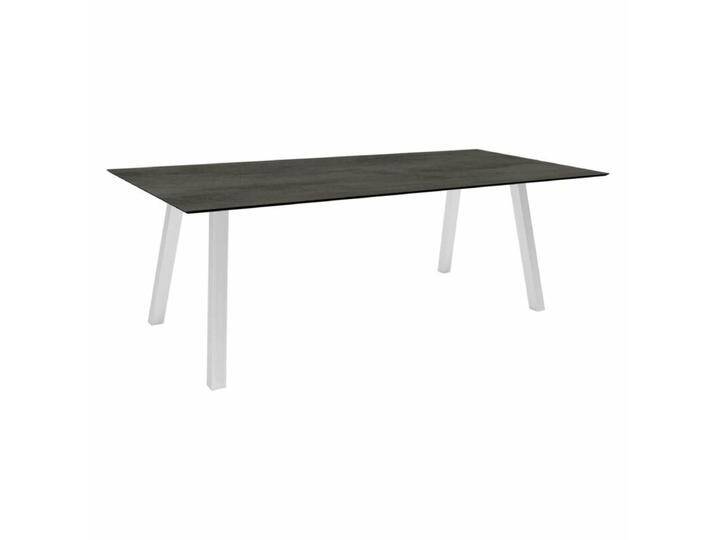 Stern Tischsystem Interno, Edelstahl Vierkantrohr/HPL - HPL Zement , 220 × 100,Tischbein mit Höhenausgleich,Industrial von Stern