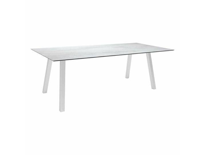 Stern Tischsystem Interno, Edelstahl Vierkantrohr/HPL - HPL Zement hell , 220 × 100,Tischbein mit Höhenausgleich,Industrial von Stern
