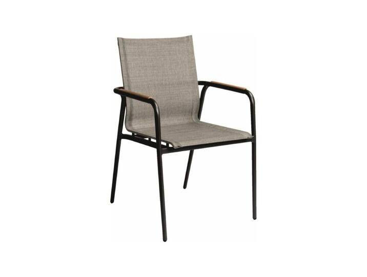 Stern Vento Stapelsessel - Gestell Alu schwarz matt Sitz Textil Leinen grau von Stern