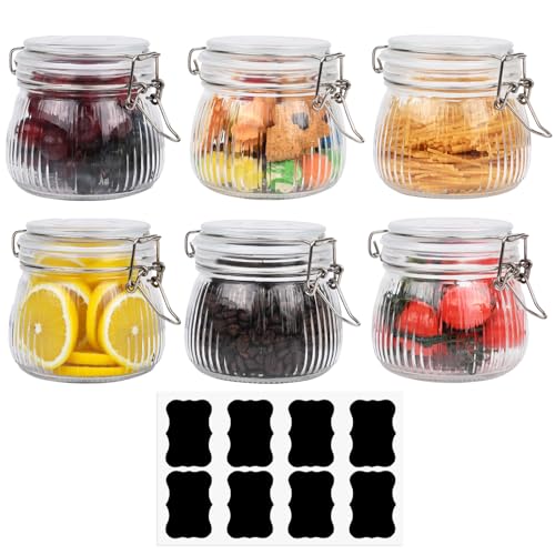 SternSinn 6 Stück Einmachgläser Set, Gestreift Gläser mit Deckel 500 ML, Einmachgläser mit Bügelverschluss Luftdicht, Einmachgläs mit Drahtbügel für Kaffee, Tee, Zucker, Nüsse, Gewürze SternSinn 6 Stück Einmachgläser Set, Gestreift Gläser mit Deckel 500 ML, Einmachgläser mit Bügelverschluss Luftdicht, Einmachgläs mit Drahtbügel für Kaffee, Tee, Zucker, Nüsse, Gewürze von SternSinn