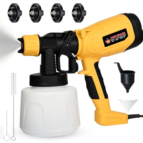 SternSinn 700W Farbsprühsystem, HVLP Lackierpistole Elektrisch mit 4 Düsen und 3 Sprühmuster, 1200 ml/min Einstellbarer Durchfluss mit Reinigungs & Blasanschlüssen, 1400ML Behälter für Zäune, Schränke von SternSinn