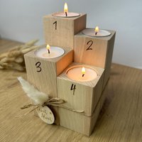 Adventskranz Holz | Kerzenhalter Teelichthalter Weihnachten Set 3 von Sternelinchen