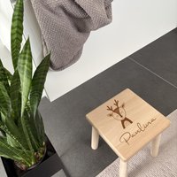 Holz Hocker Reh Personalisiert Mit Name | Geschenkidee Zur Taufe Oder Geburt von Sternelinchen
