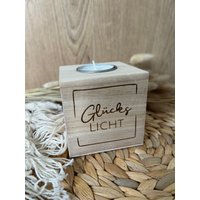 Teelichthalter Aus Holz | Glücks Licht Kerzenständer von Sternelinchen