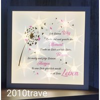 Bilderrahmen Beleuchtet Geh Deinen Weg...pusteblume Bild Geschenk Abschied Freunde Geburtstag Konfirmation Kommunion Prüfung Leuchtrahmen von SternenbilderDesigns