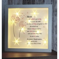 Konfirmation Kommunion Jugendweihe Firmung Led Bild Bilderahmen Beleuchtet Geschenk Erinnerung Abschied Geburtstag Freunde Anlass Pusteblume von SternenbilderDesigns
