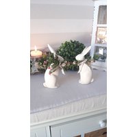 2 Süße Osterhasen Mit Haltbarer Deko, Landhaus, Osterdeko, Tischdeko, Innen - Und Außendeko, Geschenkidee von SternenglanzClemens