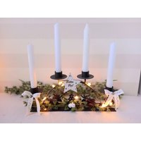 Haltbarer Led Weihnachtsdeko, Adventskranz Mit Kerzen, Geschenkidee, Landhaus von SternenglanzClemens