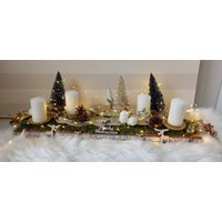 Haltbarer Xxl Adventskranz Mit Led-Lichterkette, Tischdeko von SternenglanzClemens