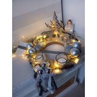 Led Timer Adventskranz "sternenzauber", Mit Windlichtern, Wiederverwendbar von SternenglanzClemens
