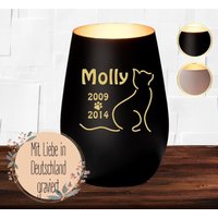 Windlicht Trauerlicht Mit Gravur - Personalisiertes Erinnerungslicht Kerzenhalter, Hund Haustier Gedenklicht, Andenken An Verstorbene Katze von Sternenstrahlen