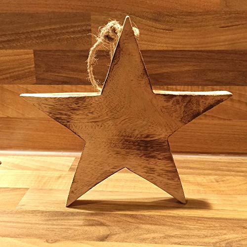 Holz Stern aus Mangoholz zum Aufhängen 20cm breit ca. 2cm dick Weihnachten Dekoration Holzdeko von Sternfabrik
