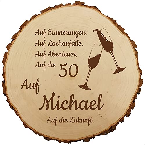 Baumscheibe 30cm mit Gravur (Namen, Jahreszahl) personalisierte Holz-Scheibe, Geschenk runder Geburtstag, Jubiläum, Glückwünsche Jahrestag, Deko Präsentkörbe, MotivG3 von Sterngraf