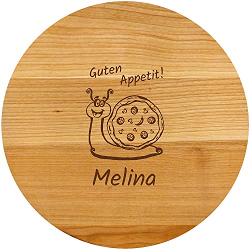 Sterngraf Pizzabrett 30cm, mit Gravur, personalisierter Holz Pizzateller, Geschenkidee zum Geburtstag/Einschulung der Kinder, Pizza-Schnecke Motiv P26 von Sterngraf