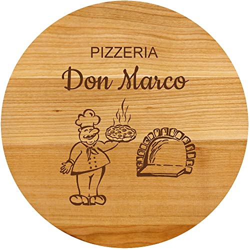 Sterngraf Pizzabrett 30cm mit Gravur (Namen) personalisierter Holz Pizza-Teller, Geburtstags-Geschenk Geschenkidee, MotivP9 von Sterngraf
