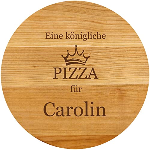 Sterngraf Pizzabrett MIT GRAVUR (Namen) personalisierter Holz Pizza-Teller 30cm, Geschenkidee zu Geburtstagen Hochzeiten, Geschenke zum Jahrestag Jubiläum, MotivP6 Königliche Pizza von Sterngraf