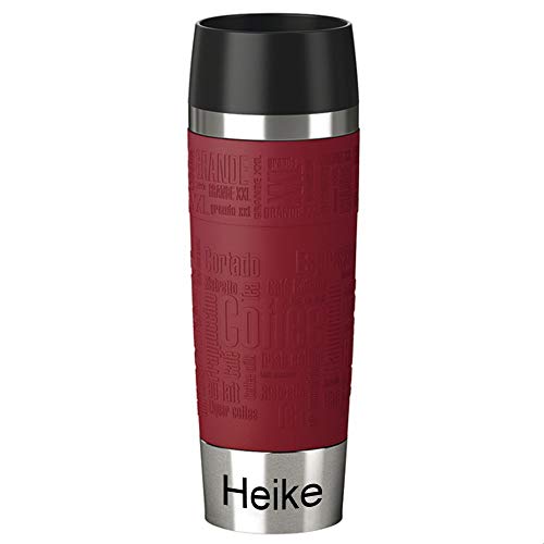Sterngraf Isolierbecher MIT Gravur - UNTEN - (z.B. Namen) TRAVEL Mug Grande XXL 500ml Rot, 4h heiß/ 8h kalt, 100% dicht, auslaufsicher, Kaffee & Tee Thermo to-go-Becher von Sterngraf