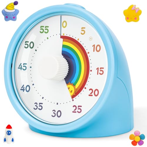 Visueller Timer Kinder, Pausierbar 60 Minuten Countdown Timer für Kinder Leiser Kurzzeitmesser Pomodoro Regenbogen Muster Timer für Klassenzimmer Büro Küche, Eieruhr Time Timer Zeitmanagement Tools von Sternhell