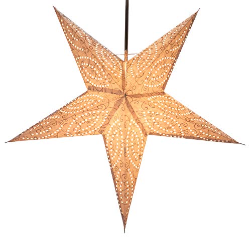 GURU SHOP Faltbarer Advents Leucht Papierstern, Weihnachtsstern 60 cm - Demian Natur, Papiersterne 60 cm von GURU SHOP