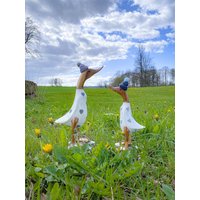 Runner Duck White With Grey Hearts Flip Flops & Bobble Hat Approx. 25 cm High von Sternschnuppe1985
