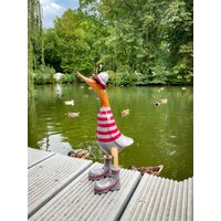 Runner Duck With Hat & Boots in Grey-Burgundy Striped Approx. 35 cm High Runner Duck With Hat & Boots in Grey-Burgundy Striped Approx. 35 cm High von Sternschnuppe1985