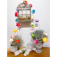 String Of Lights With 20 Lanterns Made Handmade Paper Sun, Moon & Stars Motif von Sternschnuppe1985