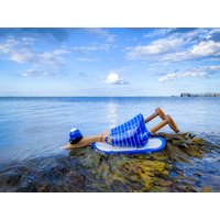 Surfboard Wooden Duck With Hat in Blue & White Striped Swimsuit Retro Style 25 cm Surfboard Wooden Duck With Hat in Blue & White Striped Swimsuit Retro Style 25 cm von Sternschnuppe1985