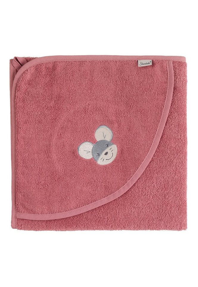 Sterntaler® Badetücher GOTS Kapuzenbadetuch 100 x 100 cm Mabel, 100 % Baumwolle (Bio) (1-St), Handtuch zum Baden - Nachhaltiges Badetuch 100x100 Maus Mabel aus Frottee, Rosa - Handtuch, Kuscheliges Kapuzenhandtuch - Handtuch Kinder mit appliziertem Stickmotiv von Sterntaler®