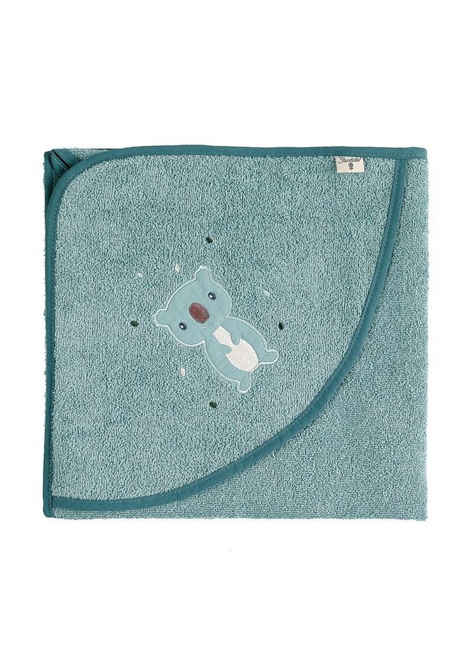 Sterntaler® Badetücher GOTS Kapuzenbadetuch 100 x 100 cm Kalla, 100 % Baumwolle (Bio) (1-St), Handtuch zum Baden - Nachhaltiges Badetuch 100x100 Koala Kalla uni in Blau melange - Kapuzenhandtuch aus Frottee - Handtuch Kinder mit appliziertem Stickmotiv von Sterntaler®