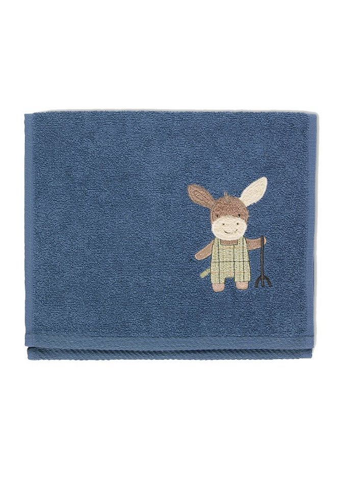 Sterntaler® Handtücher 2er Kinderhandtücher Emmilius, Baumwolle (2-St), Handtuch Kinder - Doppelpack Kinderhandtücher 50x30 cm Esel Emmilius in Mittelblau - Handtuch Kindermotiv, 2er Set aus saugfähigem Frottee mit Streifen und Stickmotiv von Sterntaler®