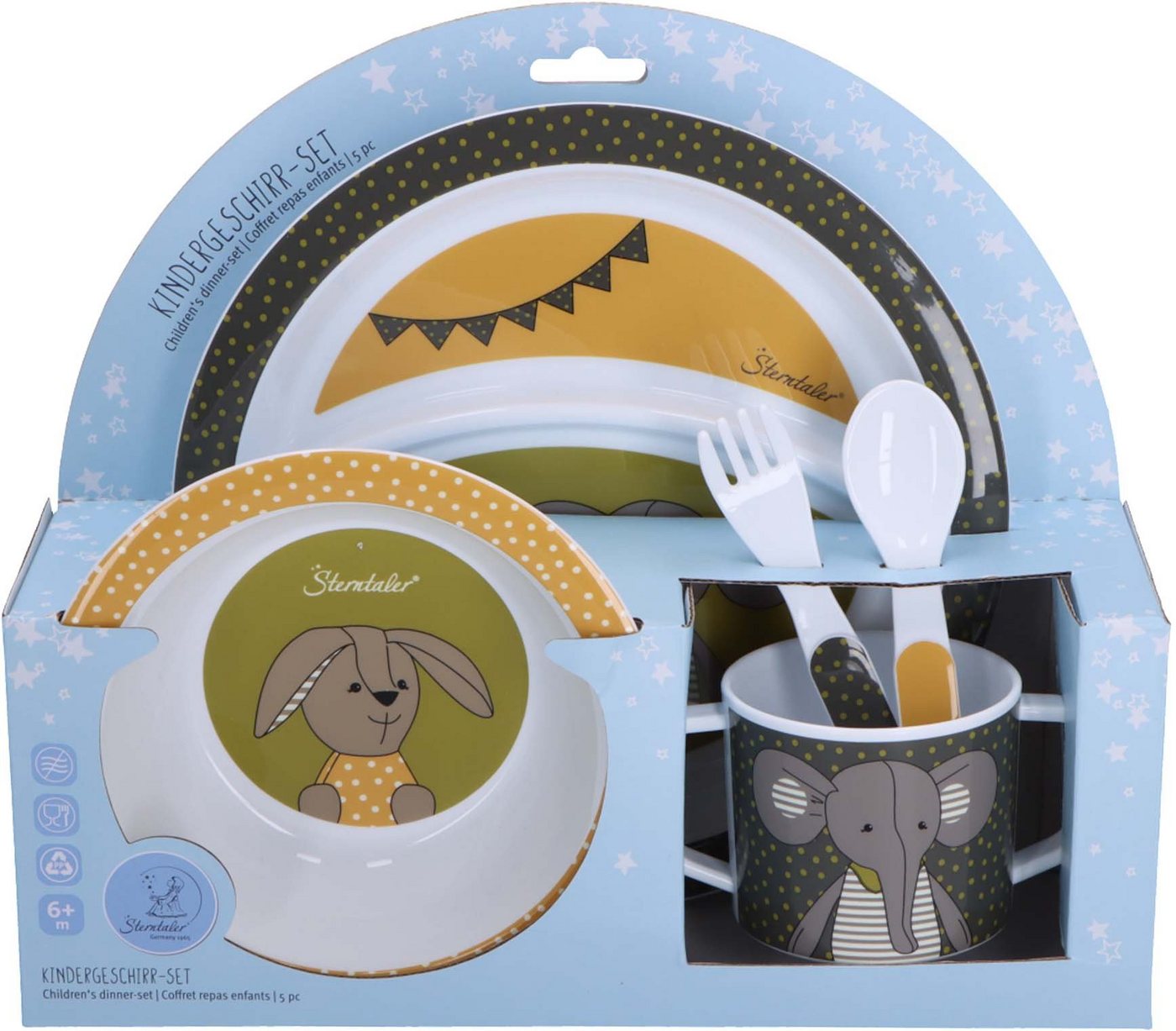 Sterntaler® Kindergeschirr-Set Elefant Eddy und Hase Happy (5-tlg), Polypropylen von Sterntaler®