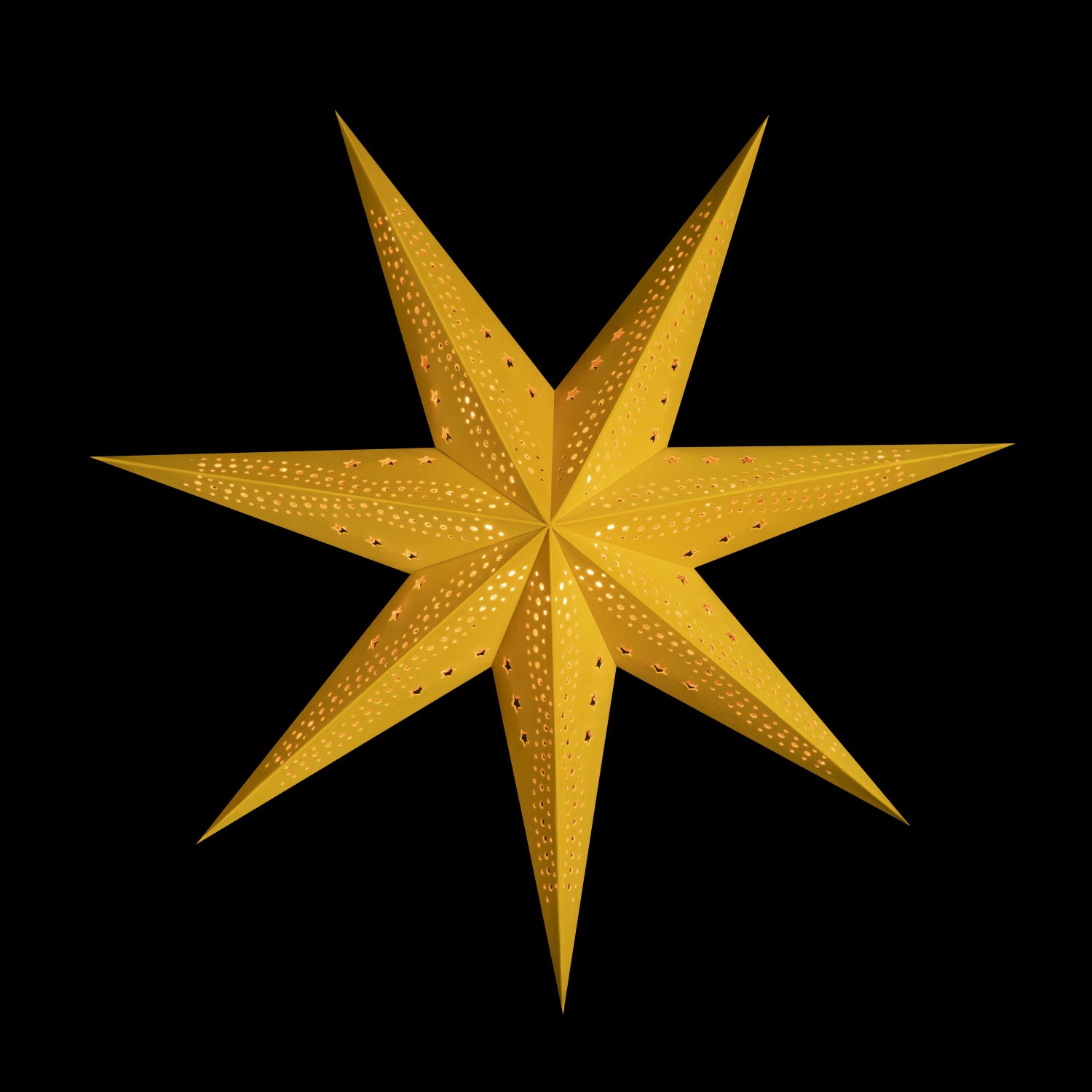 Sterntaler Dekostern Weihnachtsstern Papier Samt Faltstern 75cm Innen Glühbirne Netzstecker Gelb von Sterntaler