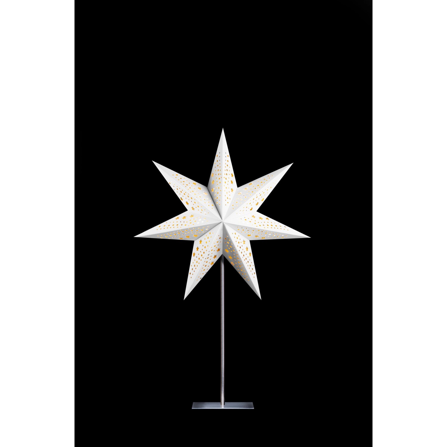 Sterntaler Dekostern Weihnachtsstern Papier Samt Faltstern mit Ständer 45cm Innen Glühbirne Netzstecker Weiß von Sterntaler