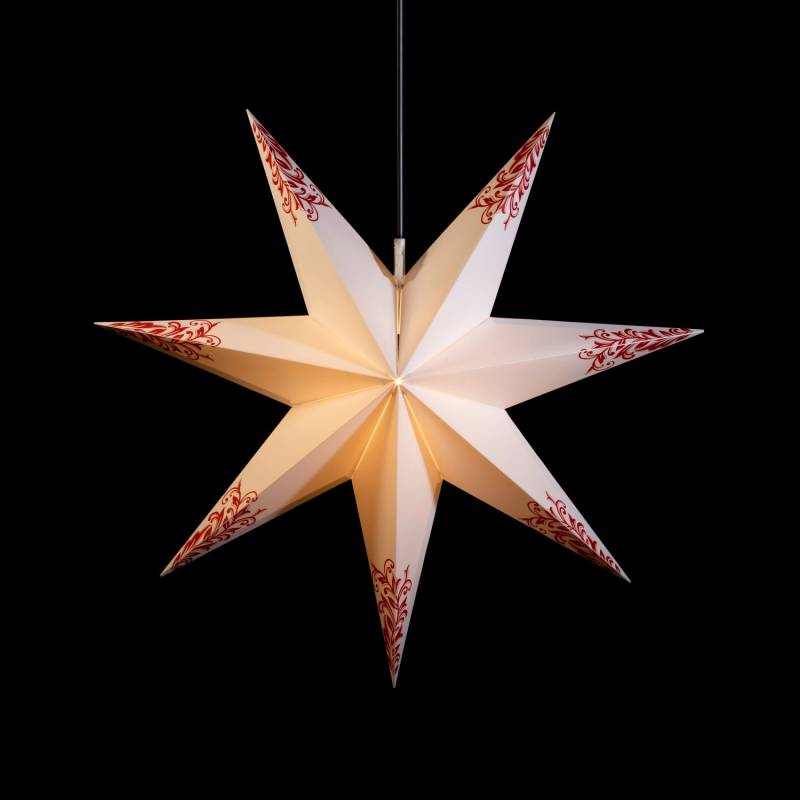 Sterntaler Dekostern Weihnachtsstern mit Ornamenten 7-Zacker Faltstern 60cm Außen Glühbirne Netzstecker Weiß-Rot Sterntaler Dekostern Weihnachtsstern mit Ornamenten 7-Zacker Faltstern 60cm Außen Glühbirne Netzstecker Weiß-Rot von Sterntaler
