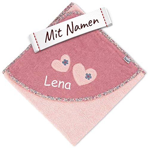 Sterntaler Kapuzenhandtuch mit Namen bestickt für Baby & Kinder, Badetuch Badehandtuch/Kinder-Badetuch mit Kapuze personalisiert, Junge 100x100 cm, Maus Mabel Zartrosa von Sterntaler