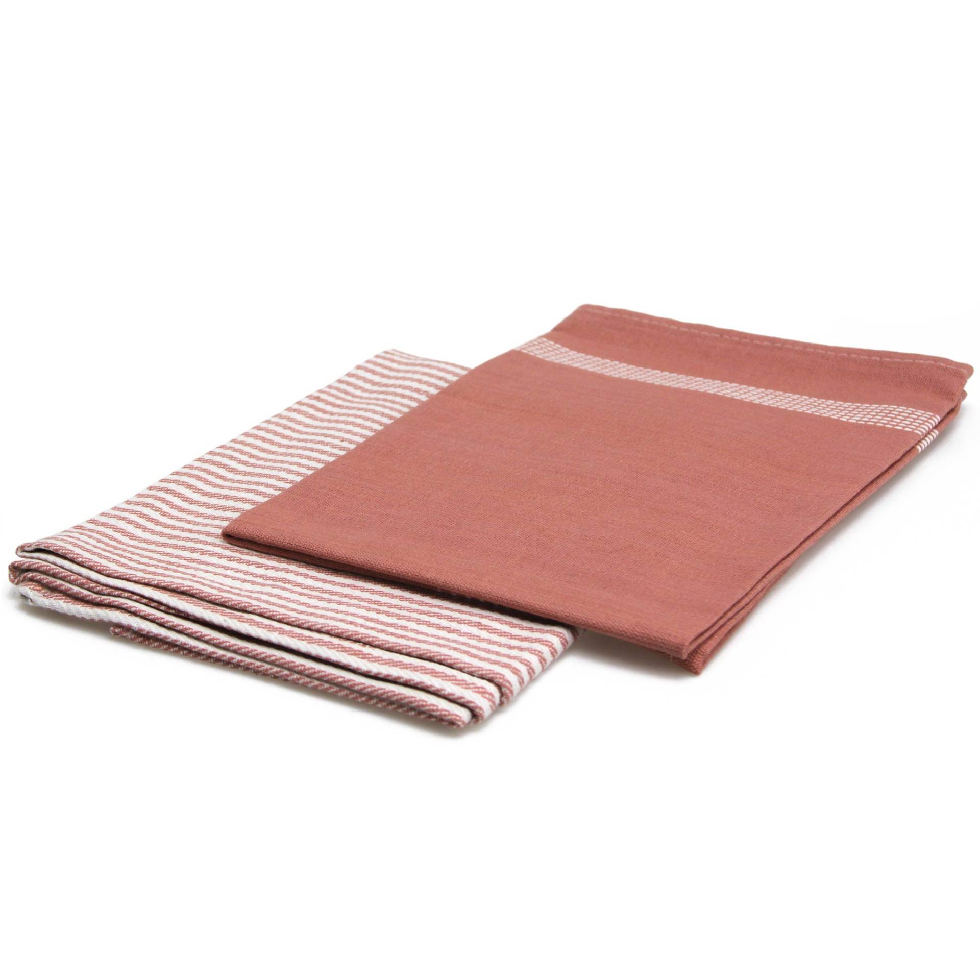 Sterzbachs 10er Set Geschirrtücher Baumwolle Design Streifen Uni 240 GSM 50x70 cm Rosa von Sterzbachs