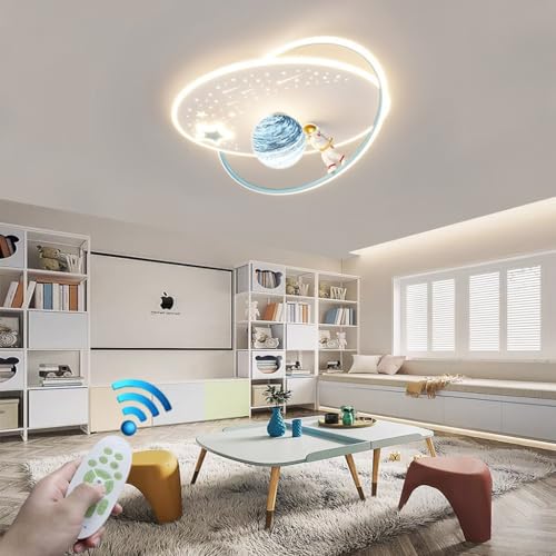 Stesulfr Cartoon Deckenlampe LED mit Fernbedienung Deckenleuchte Kinderzimmer Lichter Dimmbar Planetenform Kreative Jungenzimmer Kronleuchter Geeignet für Esszimmer Arbeitszimmer Wohnzimmer Schlafzimm von Stesulfr